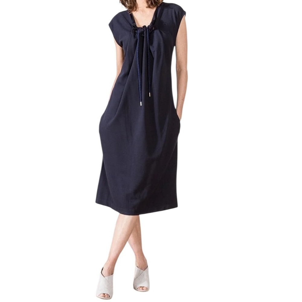 Carven NEW Cinched Cord Navy Dress